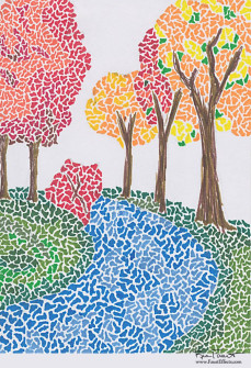 Autumn Stream | A sketch using geometric patterns to make an autumn stream scene