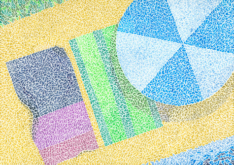 Day at the Beach | My liquid mosaics art of a beach scene from above