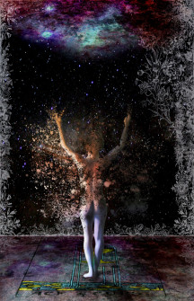 The Cosmos | Digital composite by Ric Faust of a man disintegrating and becoming part of the Cosmos.